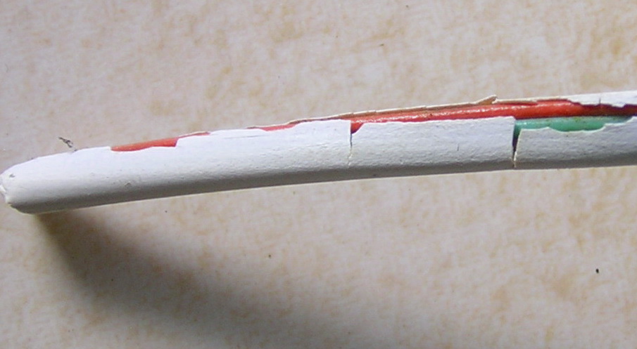 White internal cable damaged.